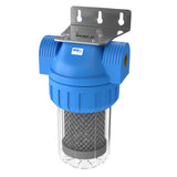 Aktivkohlefilter inkl. Wasserfilter-Gehäuse (Größe S); Anschluss: Hahnstück (Gardena® kompatibel) + Absperrhahn + Edelstahl Wand-Befestigungswinkel