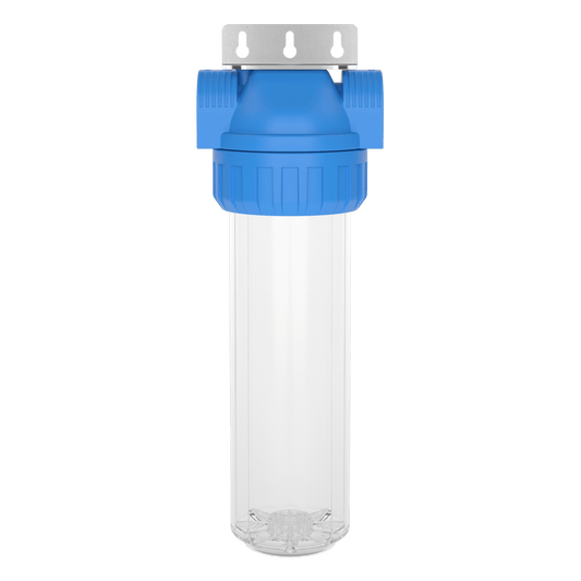 Wasserfilter-Gehäuse (Größe M) – ohne Absperrhahn / Innengewinde 1/2" / mit Wandwinkel