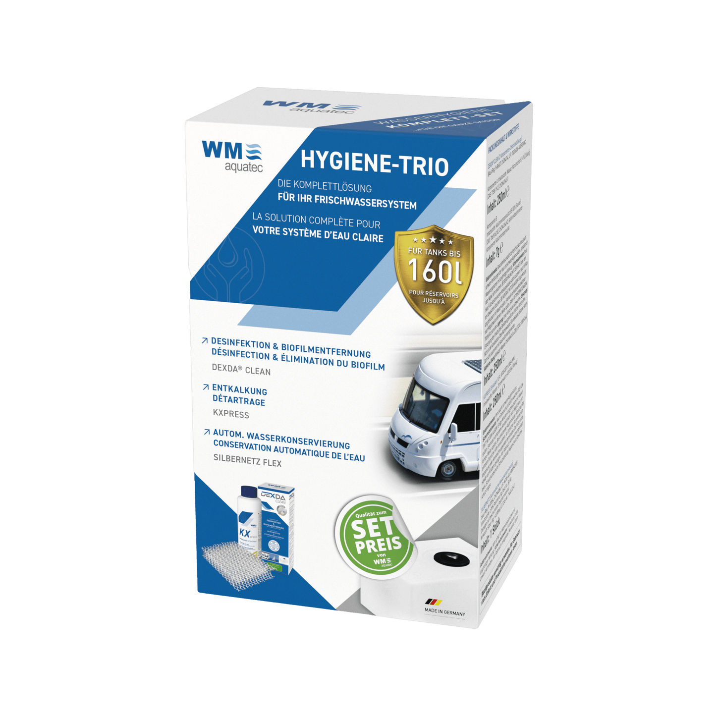 Hygiene-Trio (Reinigung, Desinfektion & autom. Wasserkonservierung)