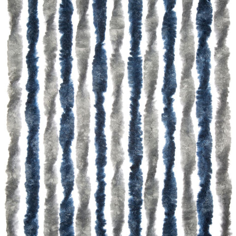 Chenille-Flauschvorhang Zelt/Balkon 100 x 205 cm, blau/silber